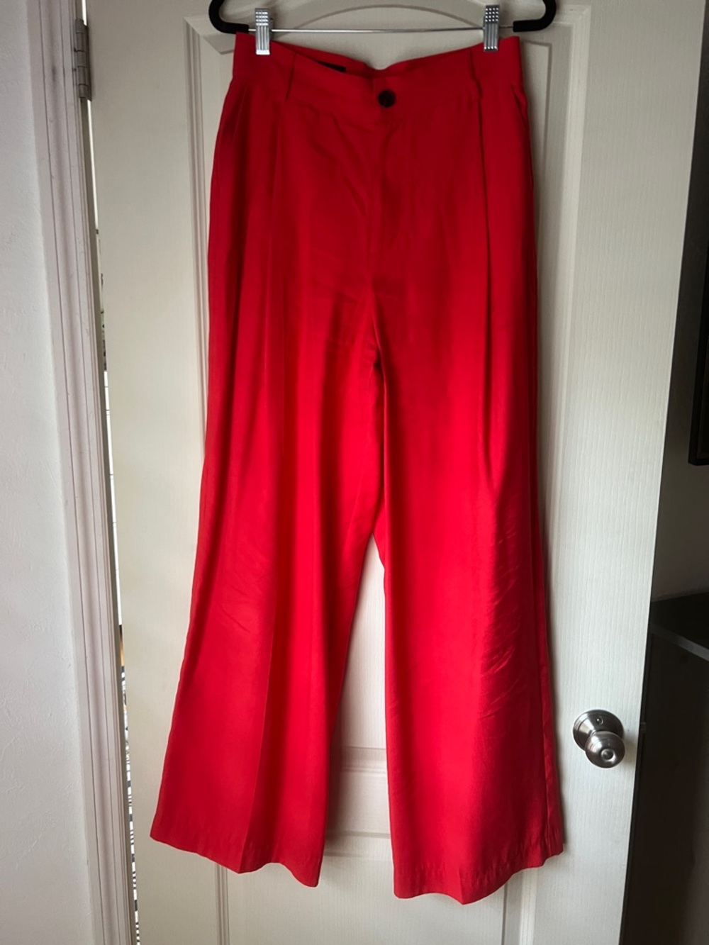 Zara Bright Red Wide-Leg High Waist Trousers size S